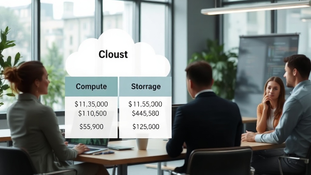 Cloud infrastructure cost breakdown showing compute, storage, and network as major expenses