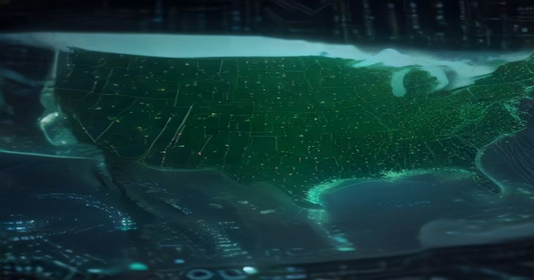 Map of the United States highlighting major data center construction hubs and union strongholds.