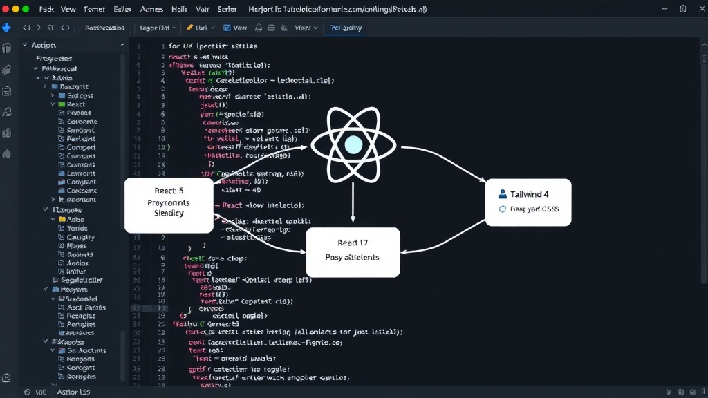 Astro project structure showing integration of React islands and Tailwind CSS