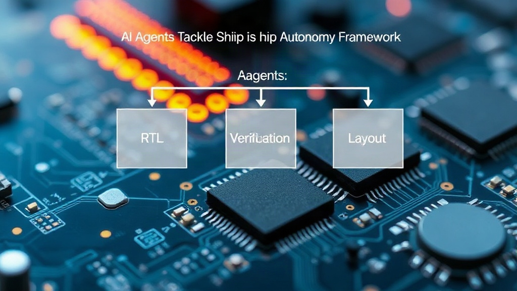 Diagram illustrating the flow of AI agents across distinct chip design stages like RTL, verification, and layout.
