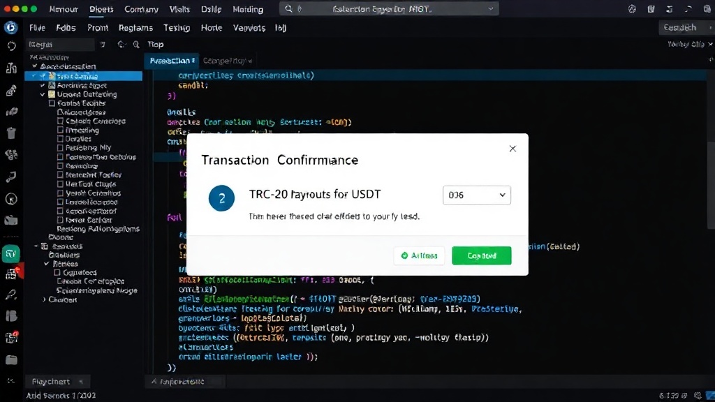 Transaction confirmation interface showing low fees for TRC-20 USDT transfers