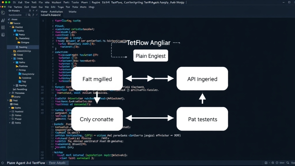 Diagram illustrating TestFlow Agent's plain English to API test generation process for internal services.