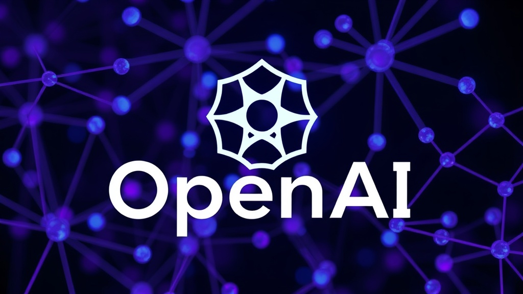 OpenAI logo against a backdrop of abstract digital connections