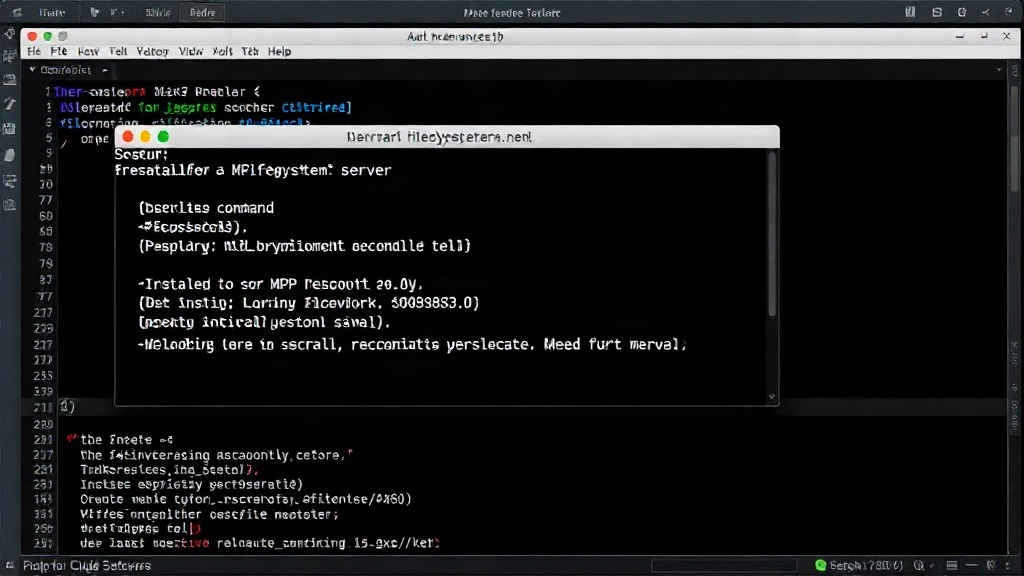 Terminal output showing the installation command for the MCP Filesystem server.