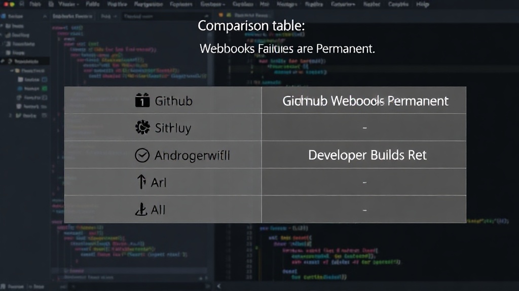 Comparison table showing webhook retry behavior across different service providers