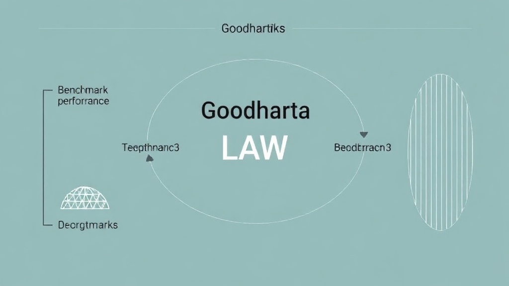 Diagram illustrating Goodhart's Law: a feedback loop where benchmark performance drives optimization, leading to benchmark inflation and real-world degradation.