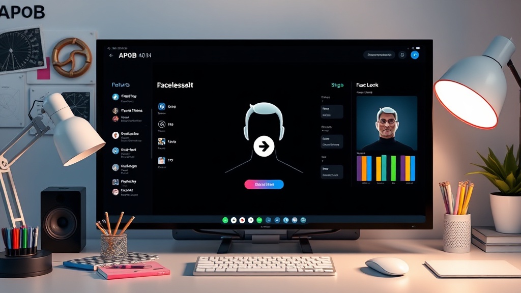 Screenshot of APOB AI interface showing face-lock feature for persona generation