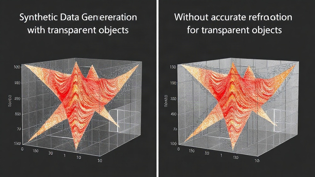 A comparison of synthetic data with and without accurate refraction for transparent objects.