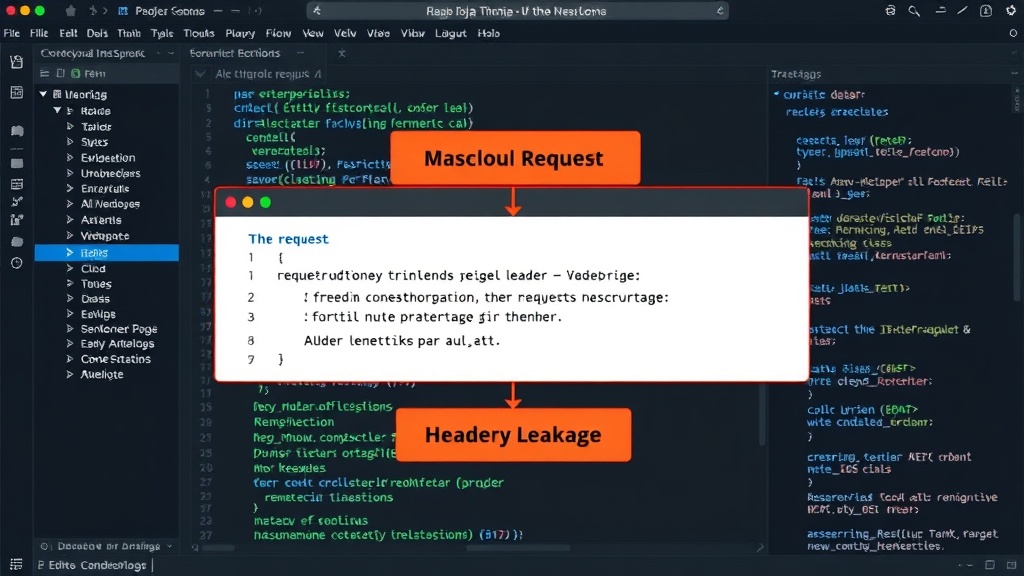 Diagram illustrating the flow of a malicious request triggering header leakage in Flask Ninja.