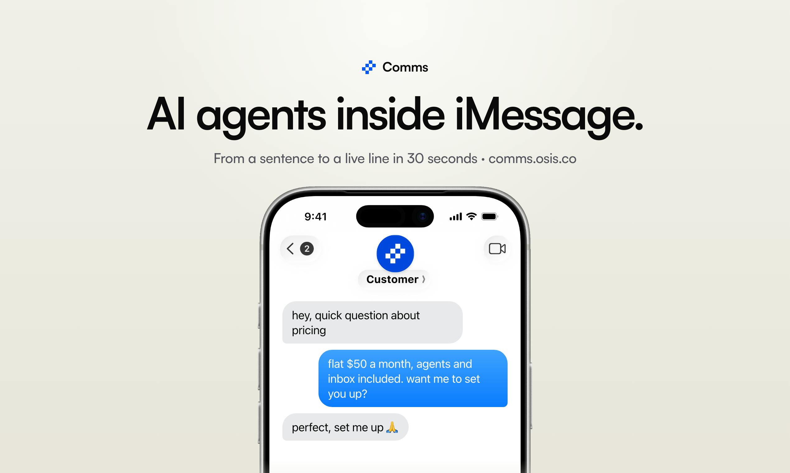 Comms Launches AI Agents Directly Inside iMessage