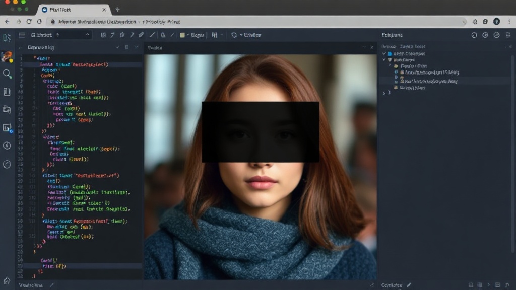 BlurIt UI showing a photo with detected faces and text areas highlighted for blurring