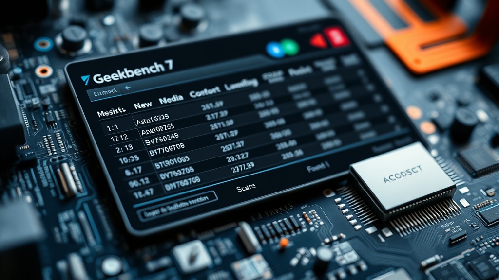 Geekbench 7 interface displaying new media workload benchmark results