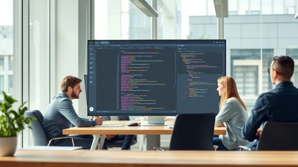 Conceptual illustration of an AI-powered IDE interface with automated code generation