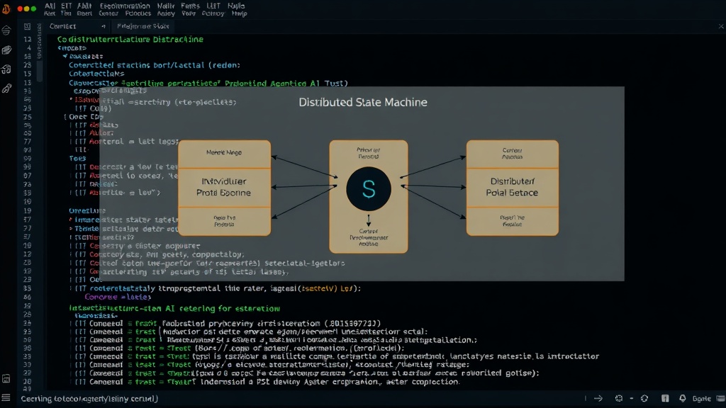 Diagram illustrating the distributed state machine architecture for agentic AI systems