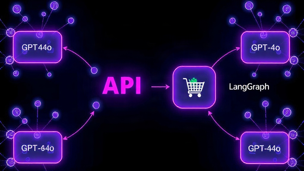 Diagram illustrating the flow of data between GPT-4o, LangGraph, and external APIs for grocery ordering