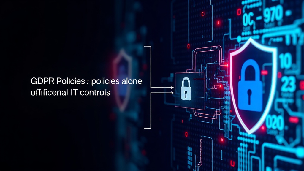 Diagram illustrating the gap between documented GDPR policies and operational IT controls