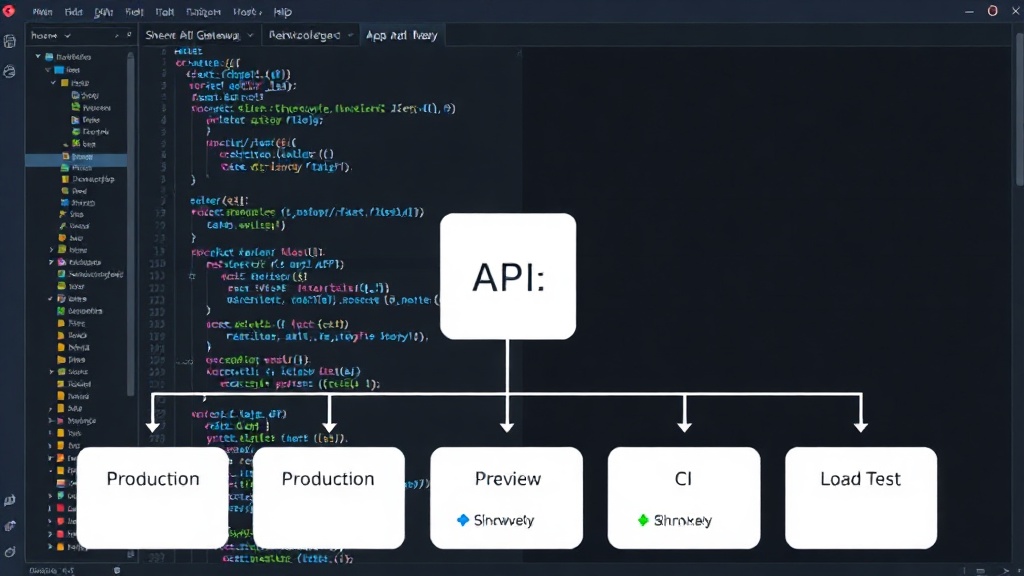 Diagram showing shared API key across Production, Preview, CI, and Load Test environments