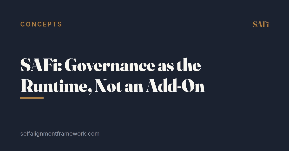 SAFi: Runtime Governance Redefines AI Agent Operations