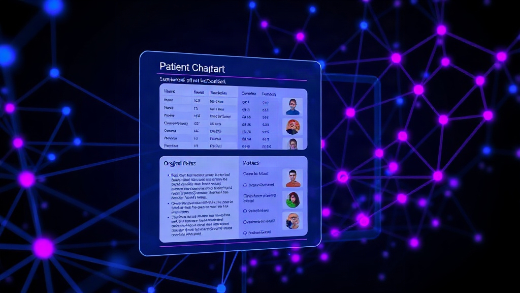 AI interface displaying a summarized patient chart alongside original notes for comparison.
