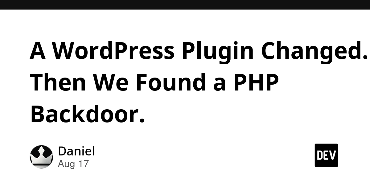 WordPress Plugin Change Revealed PHP Backdoor, Not Malware Detection