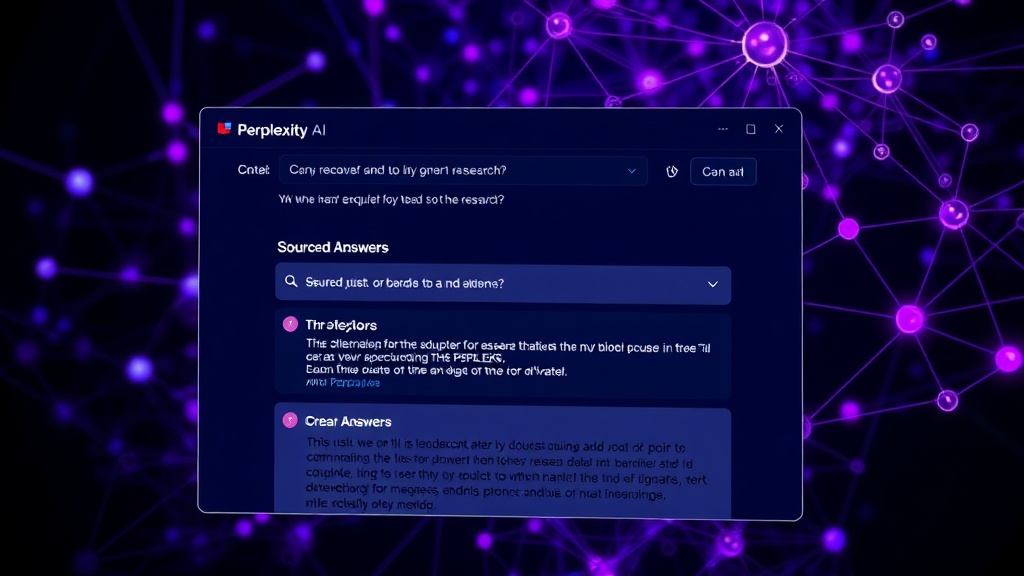 Screenshot of Perplexity AI interface showing a research query and sourced answers