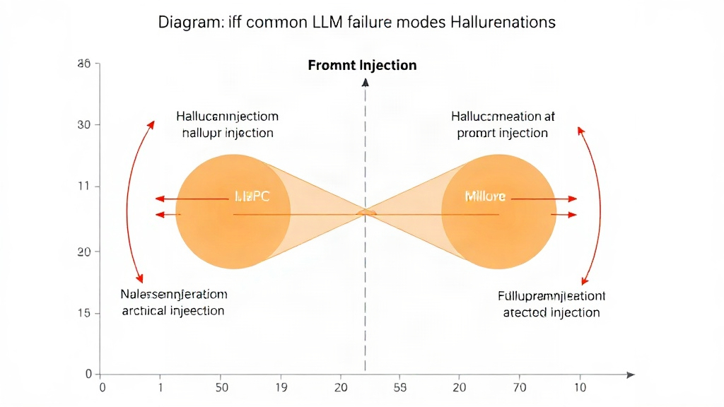 Diagram illustrating common LLM failure modes like hallucinations and prompt injection