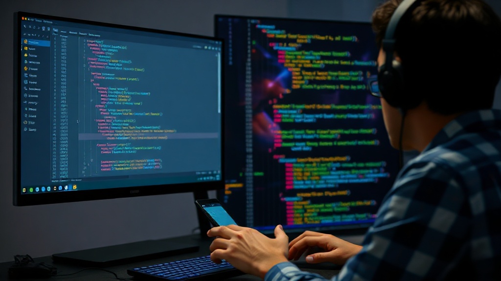 Developer interacting with a code editor showing AI-generated code suggestions.