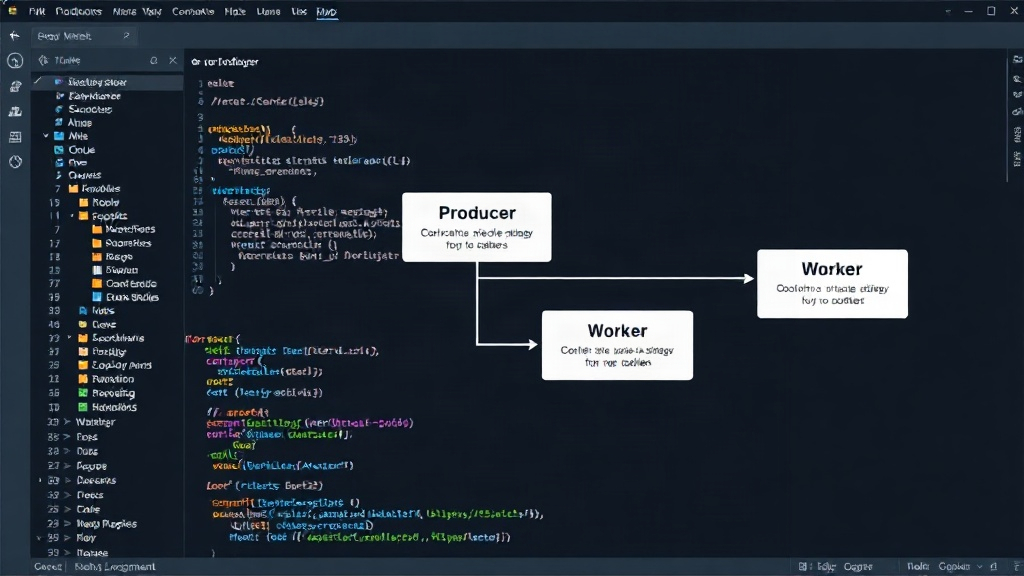 Diagram illustrating message flow from producer to queue to worker with acknowledgments.