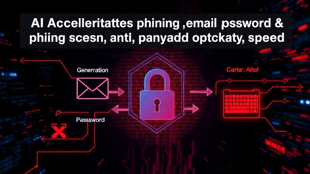 Diagram illustrating how AI enhances phishing email generation and password cracking speed