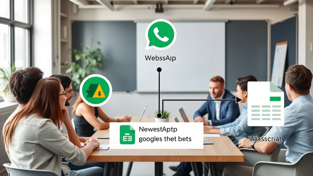 Diagram illustrating webhook connection between WhatsApp and Google Sheets via Apps Script