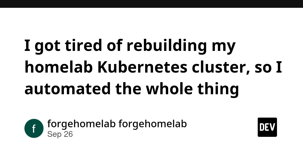 Homelab Kubernetes Rebuilds Automated with Single-Command Script
