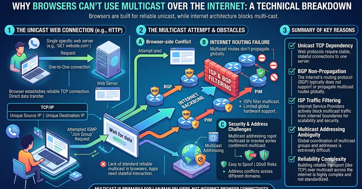 Browsers Can't Use Multicast: Why and What Needs to Change