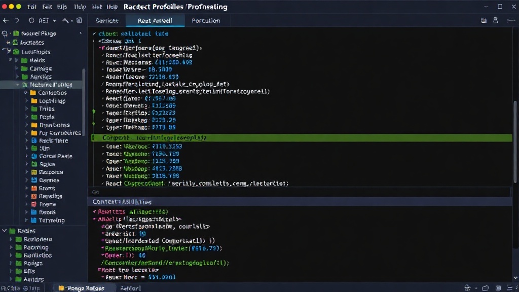 React Profiler interface showing component render times and commit information.