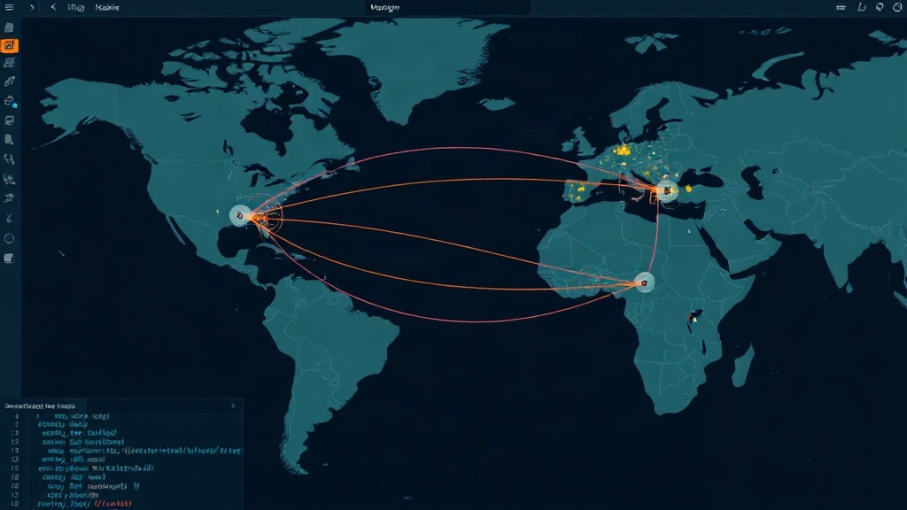 Diagram illustrating data packets traveling across continents via undersea cables