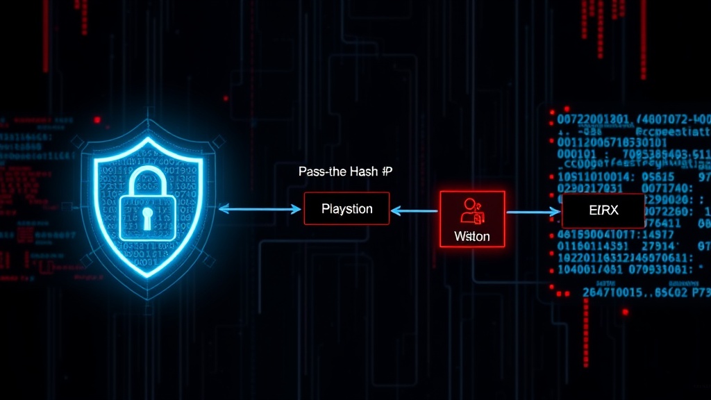 Diagram illustrating the Pass-the-Hash attack flow in a Windows network