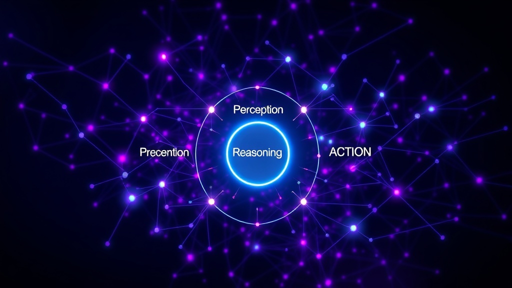 Diagram illustrating the core components of a true AI agent: Perception, Reasoning, and Action.