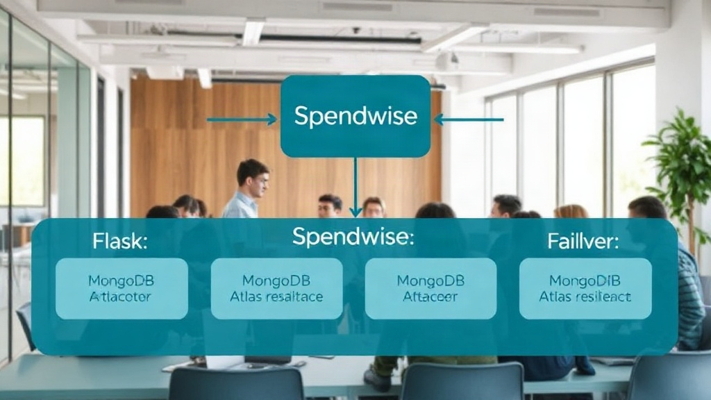 Spendwise architecture diagram showing Flask, MongoDB Atlas, and failover resilience