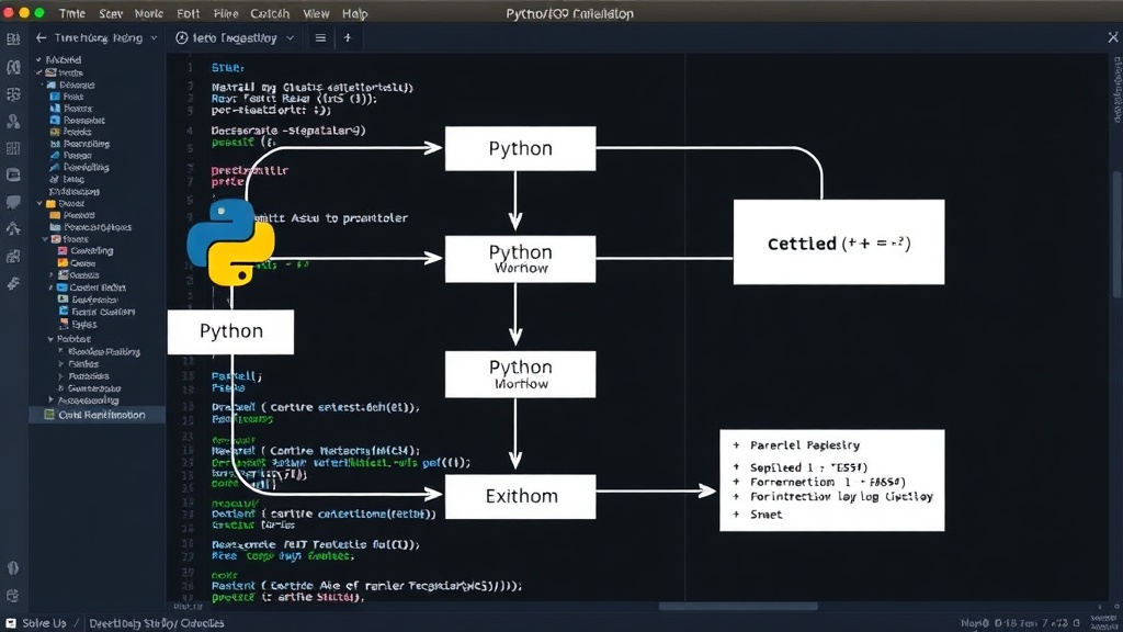 Conceptual diagram illustrating the Python workflow and C++ execution flow for parallel simulations