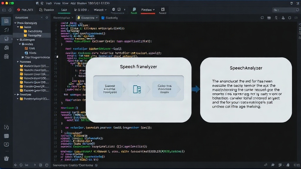 Diagram illustrating the new iOS Speech framework architecture with SpeechAnalyzer at its core.
