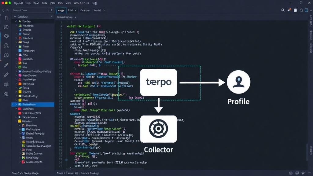 Diagram showing Go app sending traces to Tempo and profiles to Pyroscope via OTel Collector