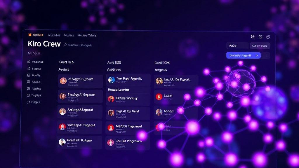 Kiro Crew dashboard displaying active AI agents and their tasks
