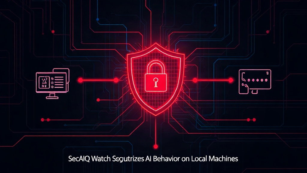 A conceptual diagram illustrating data flow from AI tools to user systems and SecAIQ Watch monitoring.