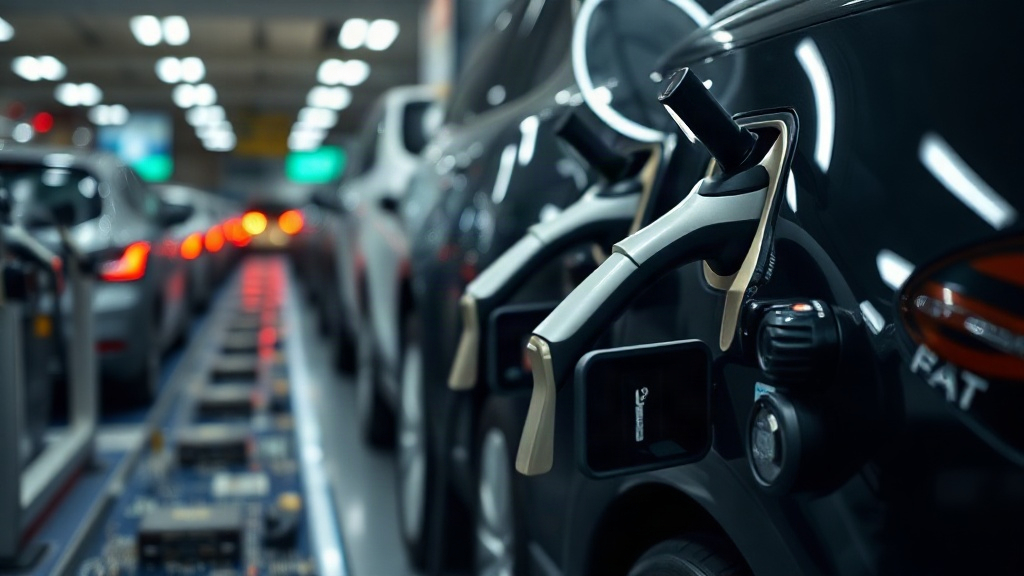 Electric vehicles queueing at a public DC fast charging station during peak hours.