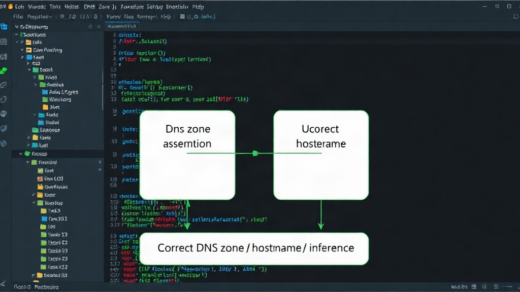 Diagram illustrating correct DNS zone assertion flow versus incorrect hostname inference