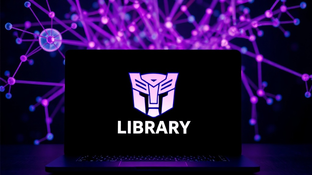 Hugging Face Transformers library logo displayed on a laptop screen