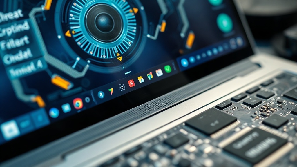 A sleek Googlebook laptop displaying the Gemini AI interface.