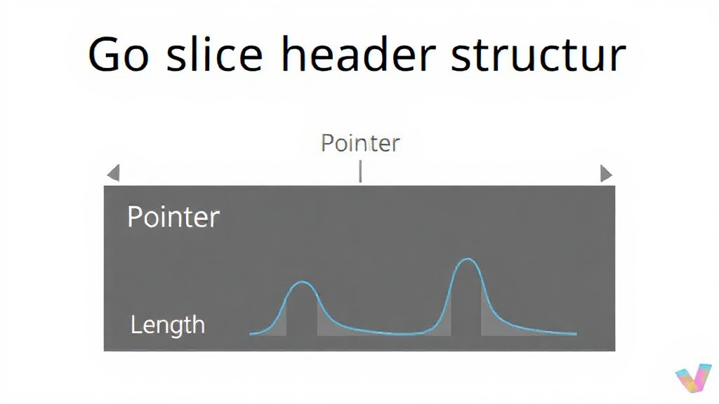 Diagram illustrating Go slice header structure: pointer, length, and capacity