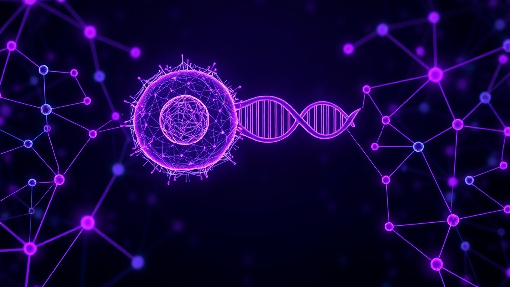 Diagram illustrating cell division: a single cell splitting into two independent cells sharing DNA