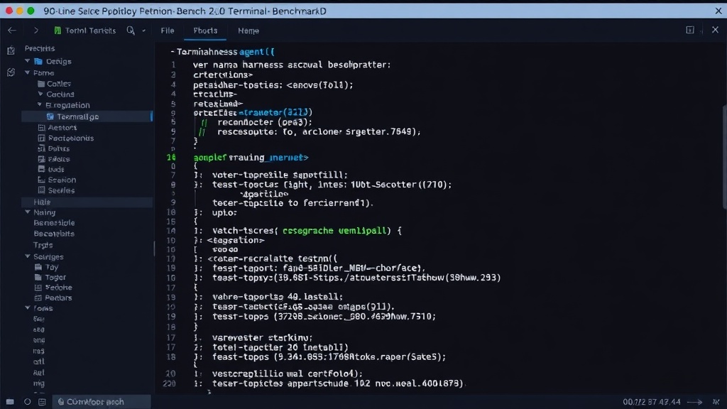 Terminal output showing nano-harness agent's benchmark results on Terminal-Bench 2.0