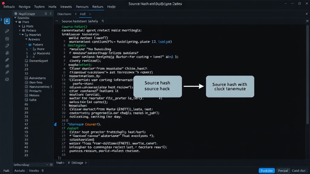 Diagram showing the source hash generation and checking workflow.